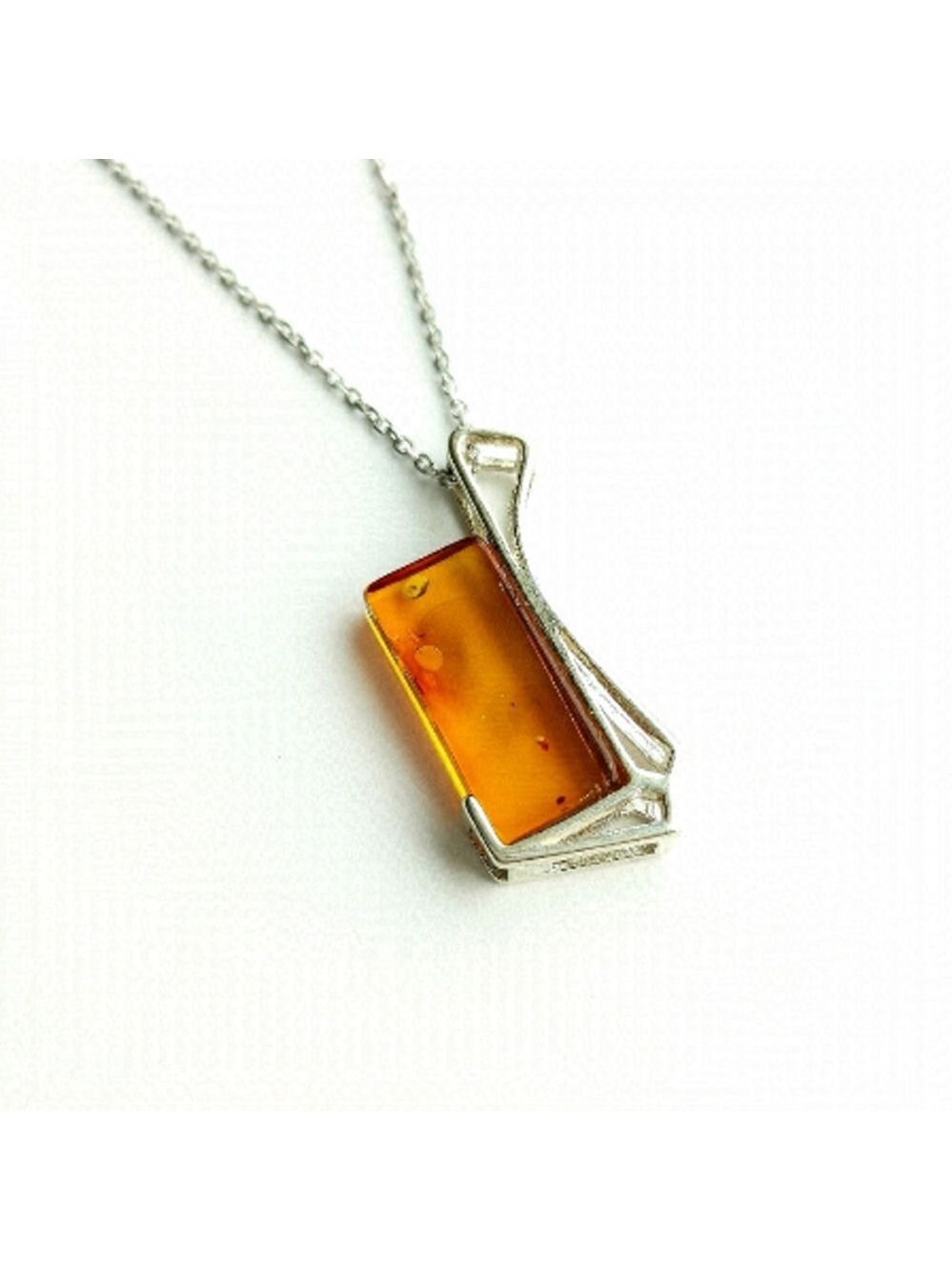 New sterling silver modernist Amber Pendant necklace